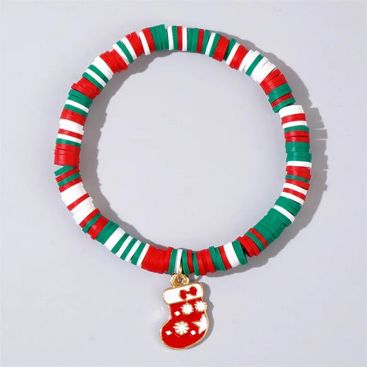 Christmas polymer clay pendant bracelet party New Year holiday accessories